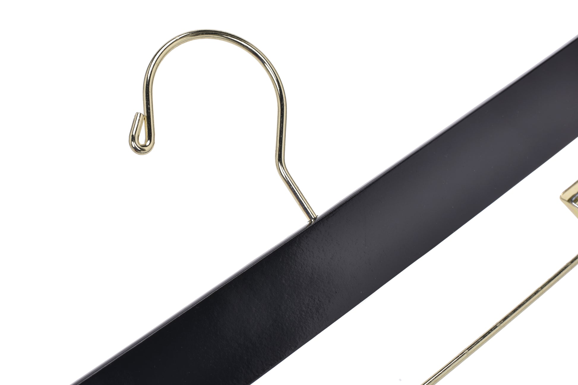 W073 - Wooden Straight Skirt Hangers - Black/Gold hook - 120