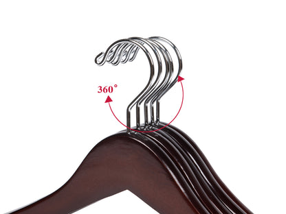 W054-10 Curved Wooden Hanger 17" Locking bar Mahogany - 50