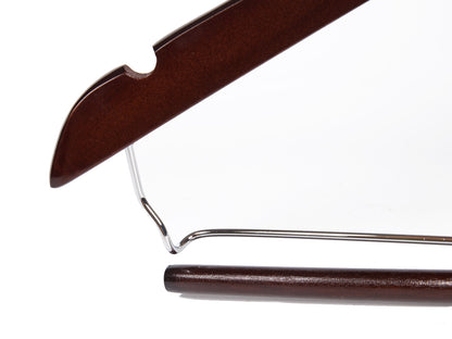 W054-10 Curved Wooden Hanger 17" Locking bar Mahogany - 50
