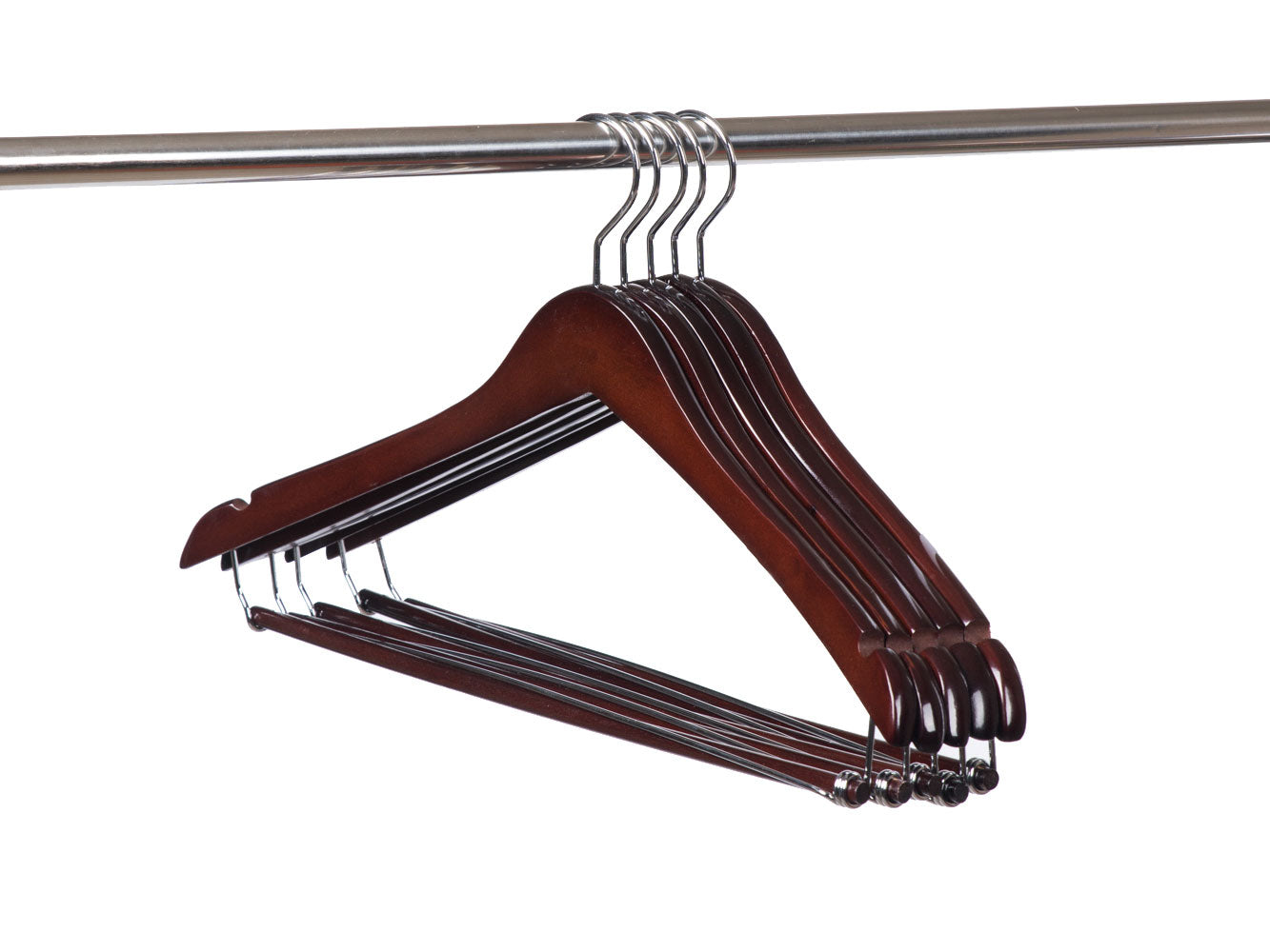 W054-20 Curved Wooden Hanger 17" Locking bar Mahogany - 60