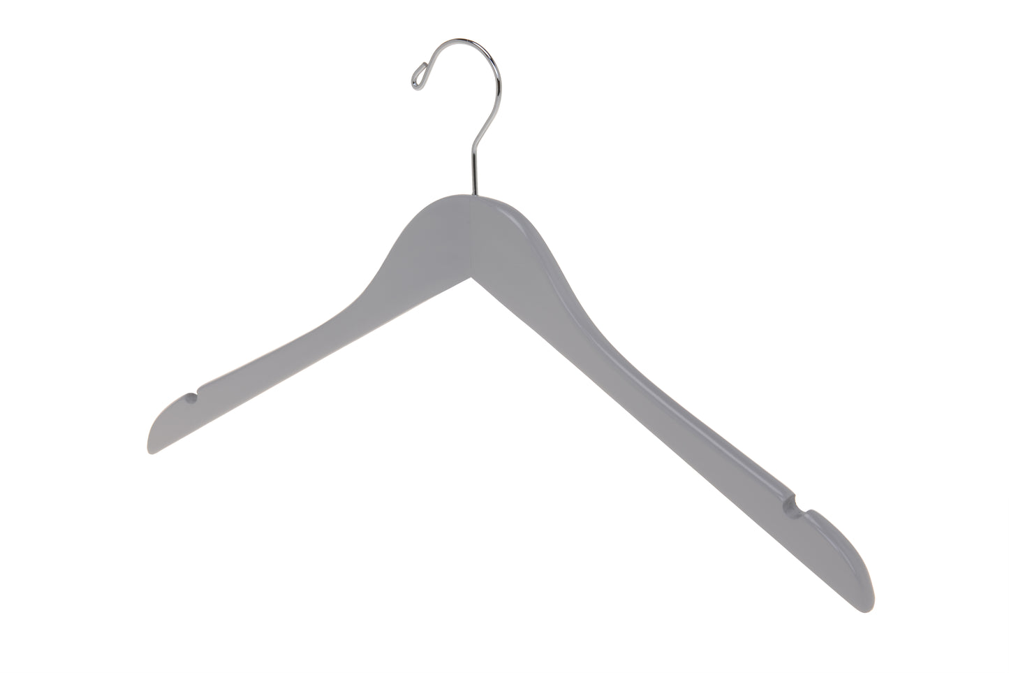 W061 - Semi Curved Wooden Hangers, 17.5" Light Gray - 80