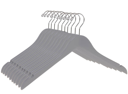 W061 - Semi Curved Wooden Hangers, 17.5" Light Gray - 80