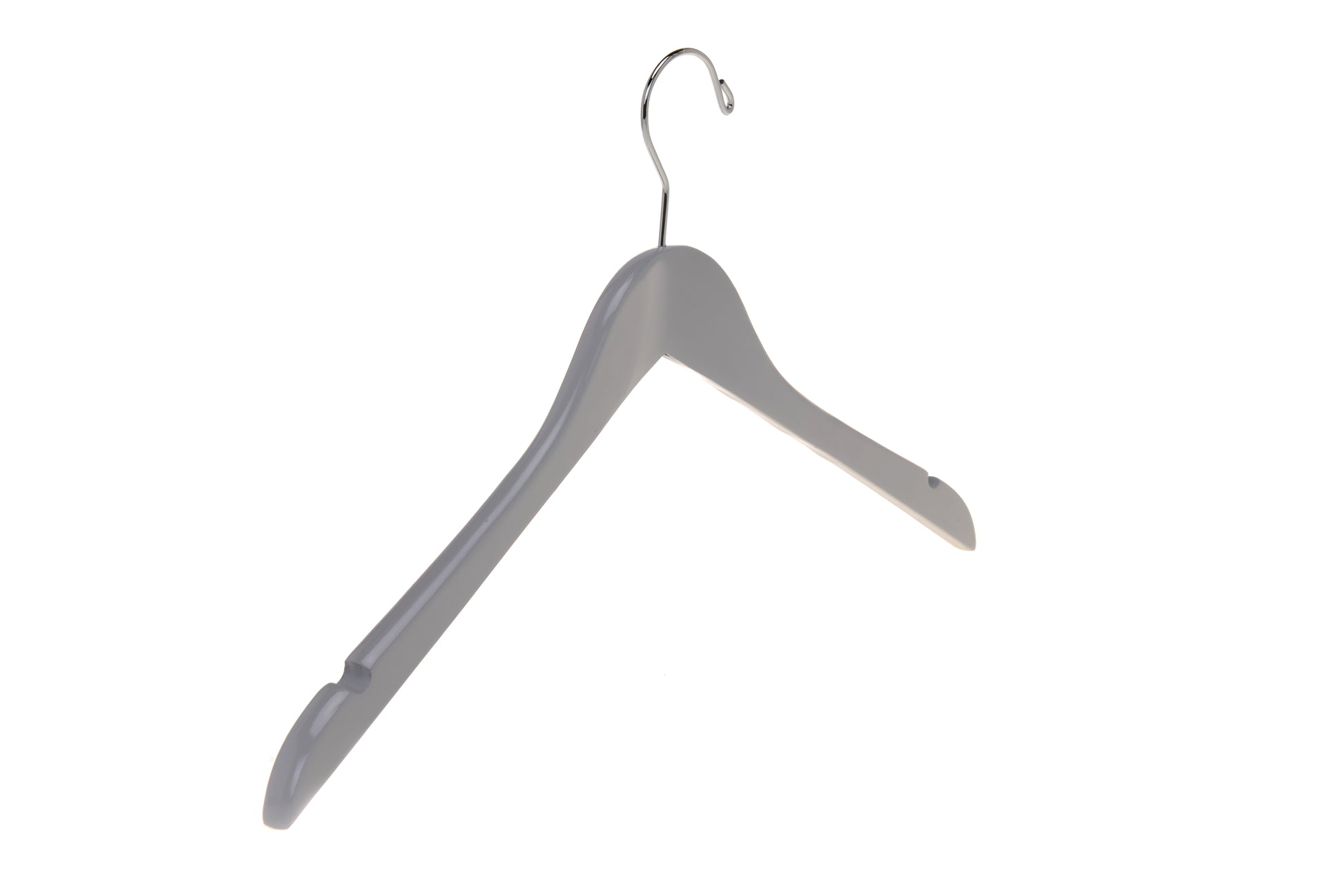 W061 - Semi Curved Wooden Hangers, 17.5" Light Gray - 80