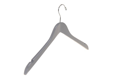 W061 - Semi Curved Wooden Hangers, 17.5" Light Gray - 80