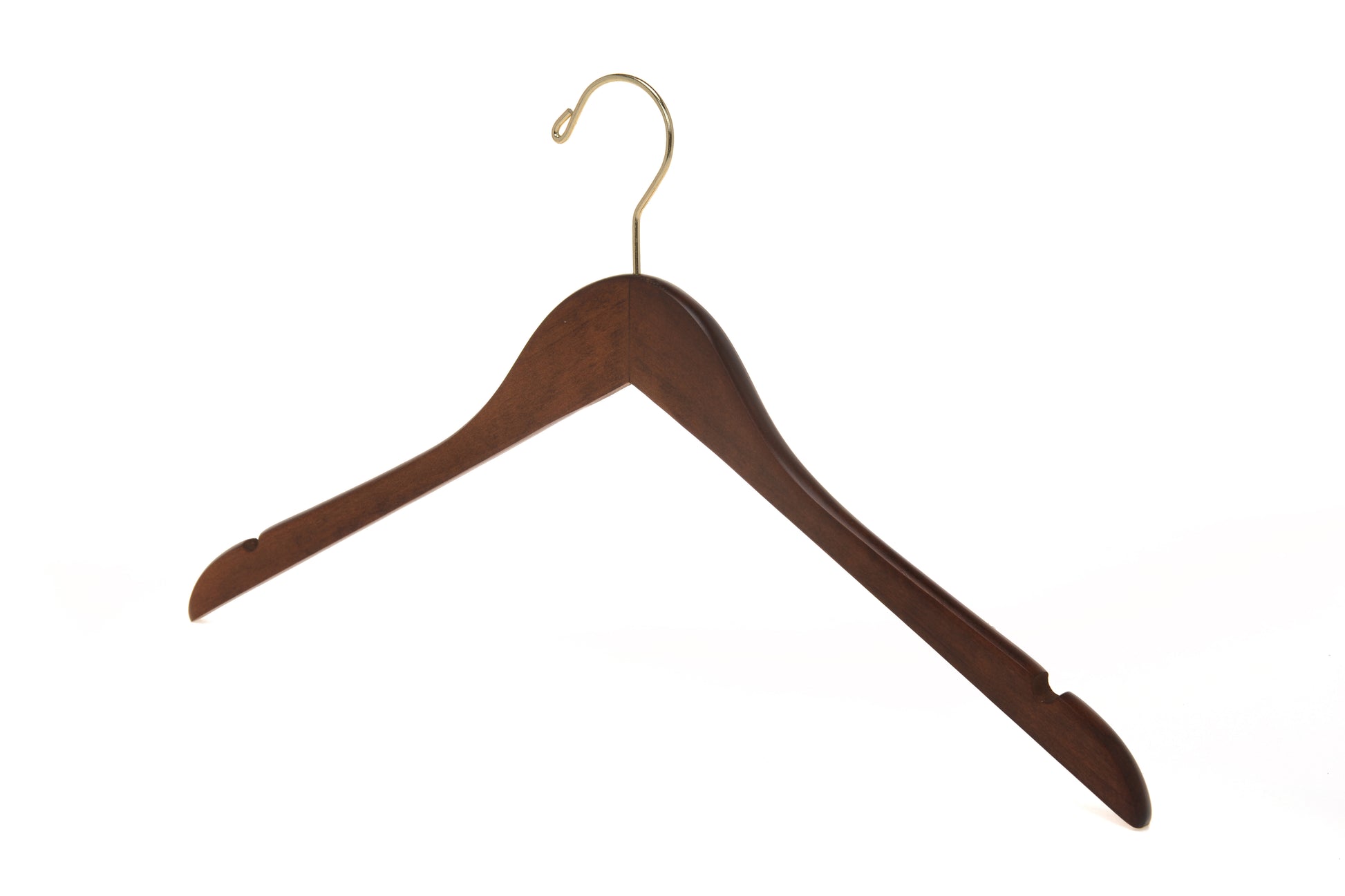 W011 - Flat Wooden Hangers Walnut, with chrome hook - 80