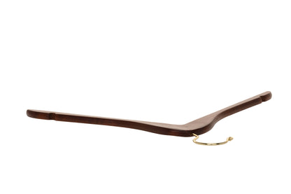 W011 - Flat Wooden Hangers Walnut, with chrome hook - 80