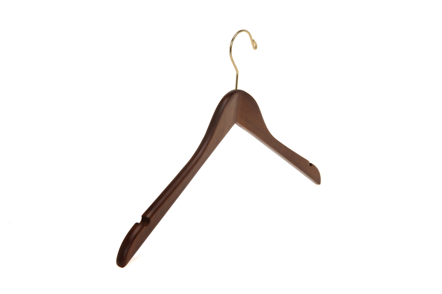 W011 - Flat Wooden Hangers Walnut, with chrome hook - 80
