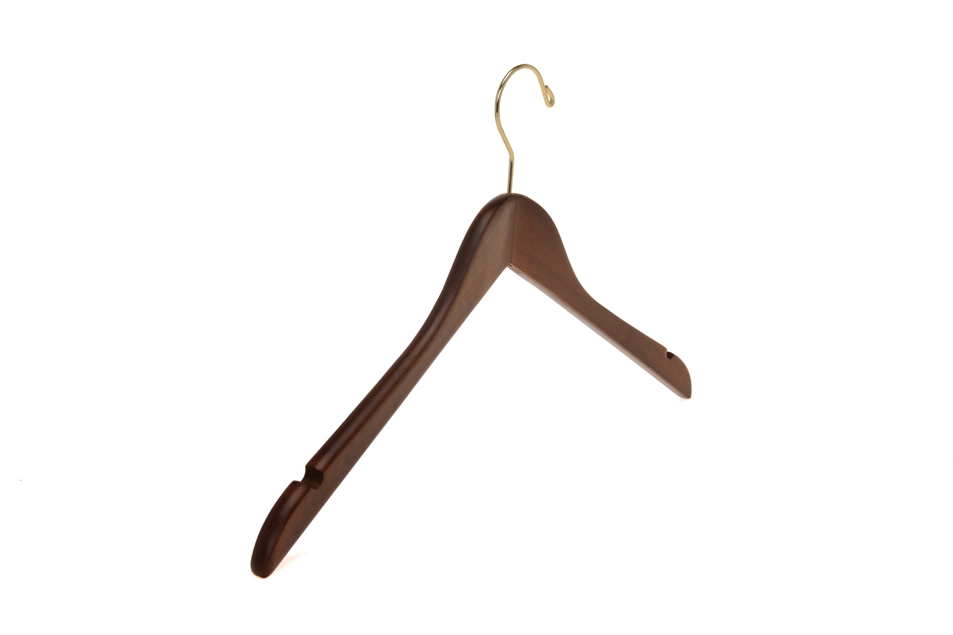 W011 - Flat Wooden Hangers Walnut, with chrome hook - 80