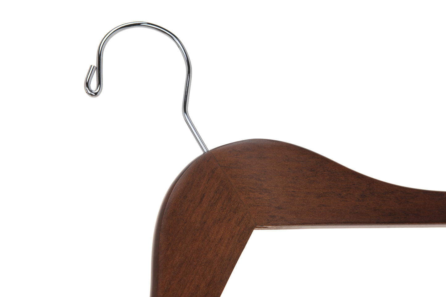 W021 - Semi Curved Wooden Hangers, 17.5" Walnut - 100 Hangers
