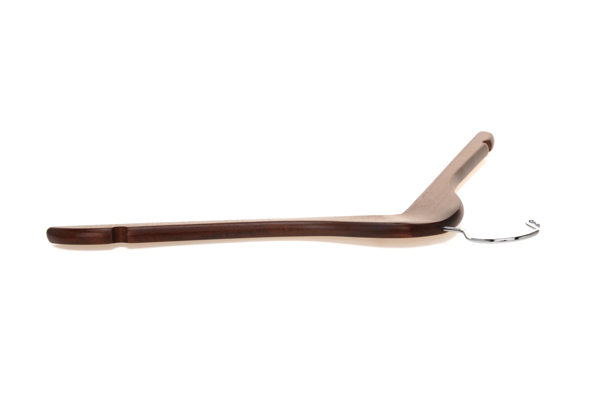 W021 - Semi Curved Wooden Hangers, 17.5" Walnut - 80 Hangers