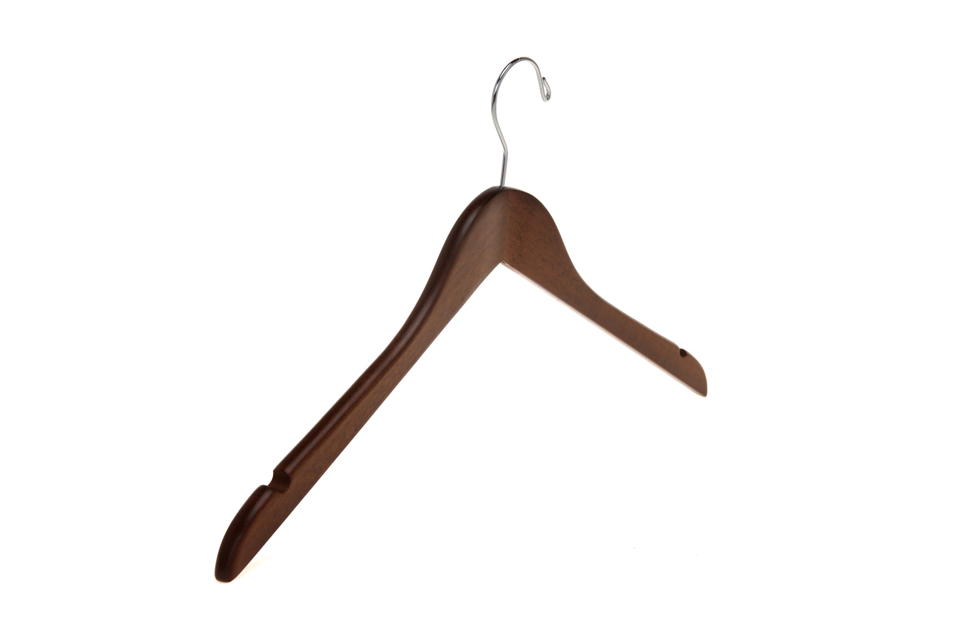 W021 - Semi Curved Wooden Hangers, 17.5" Walnut - 80 Hangers