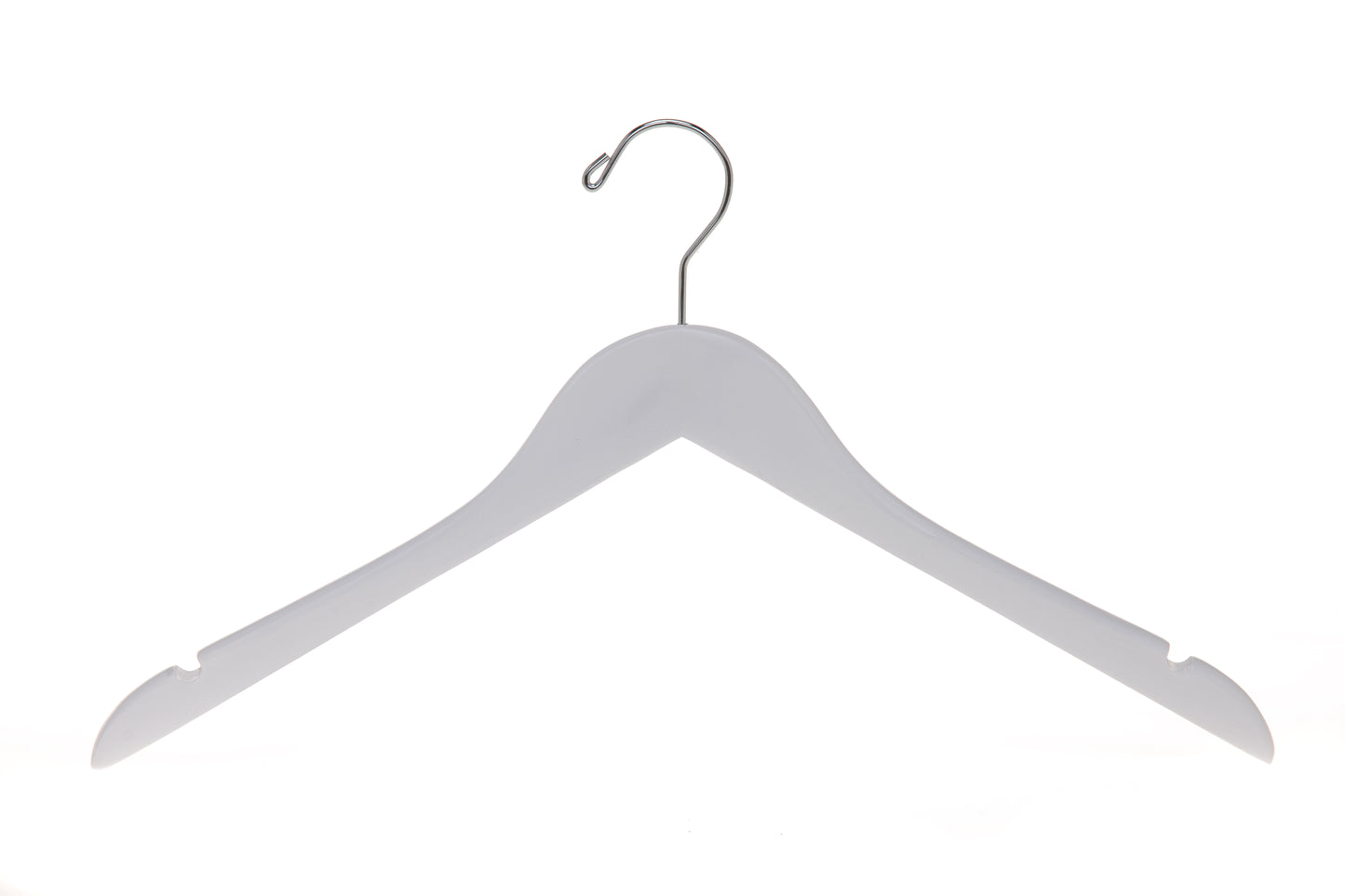 W041 - Semi Curved Wooden Hangers, 17.5" White - 80 Hangers
