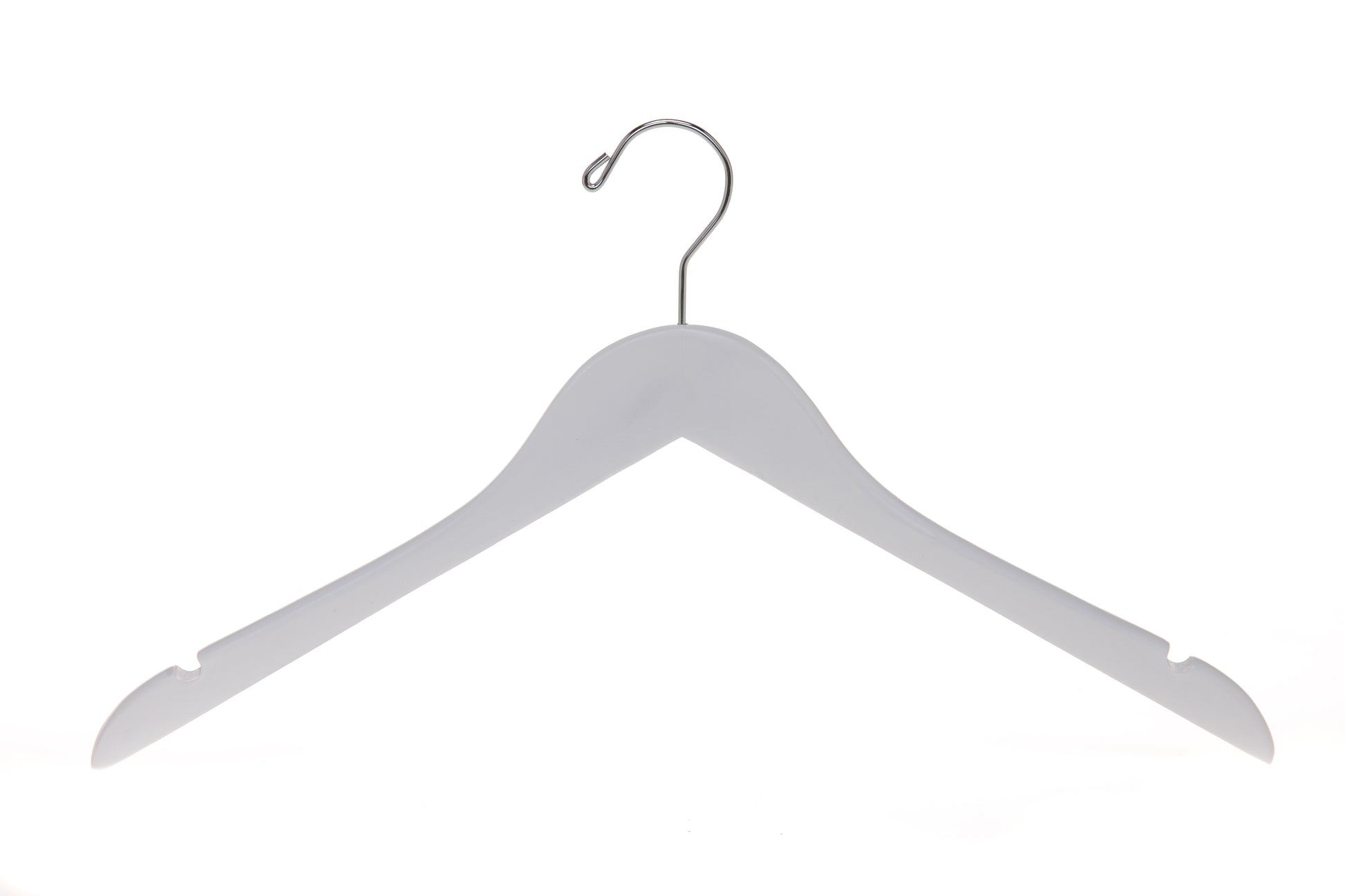 W041 - Semi Curved Wooden Hangers, 17.5" White - 80 Hangers