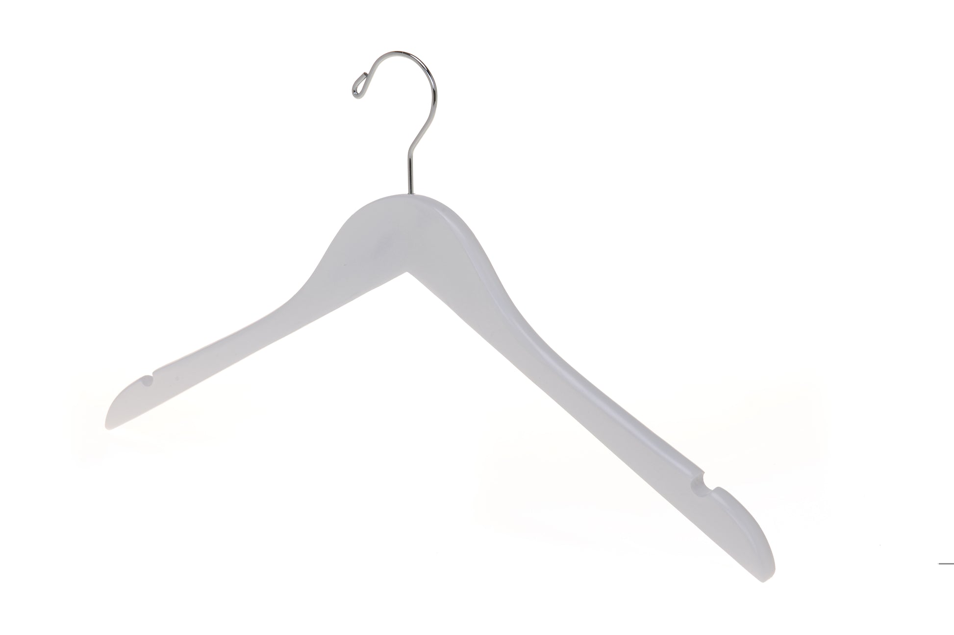W041 - Semi Curved Wooden Hangers, 17.5" White - 80 Hangers
