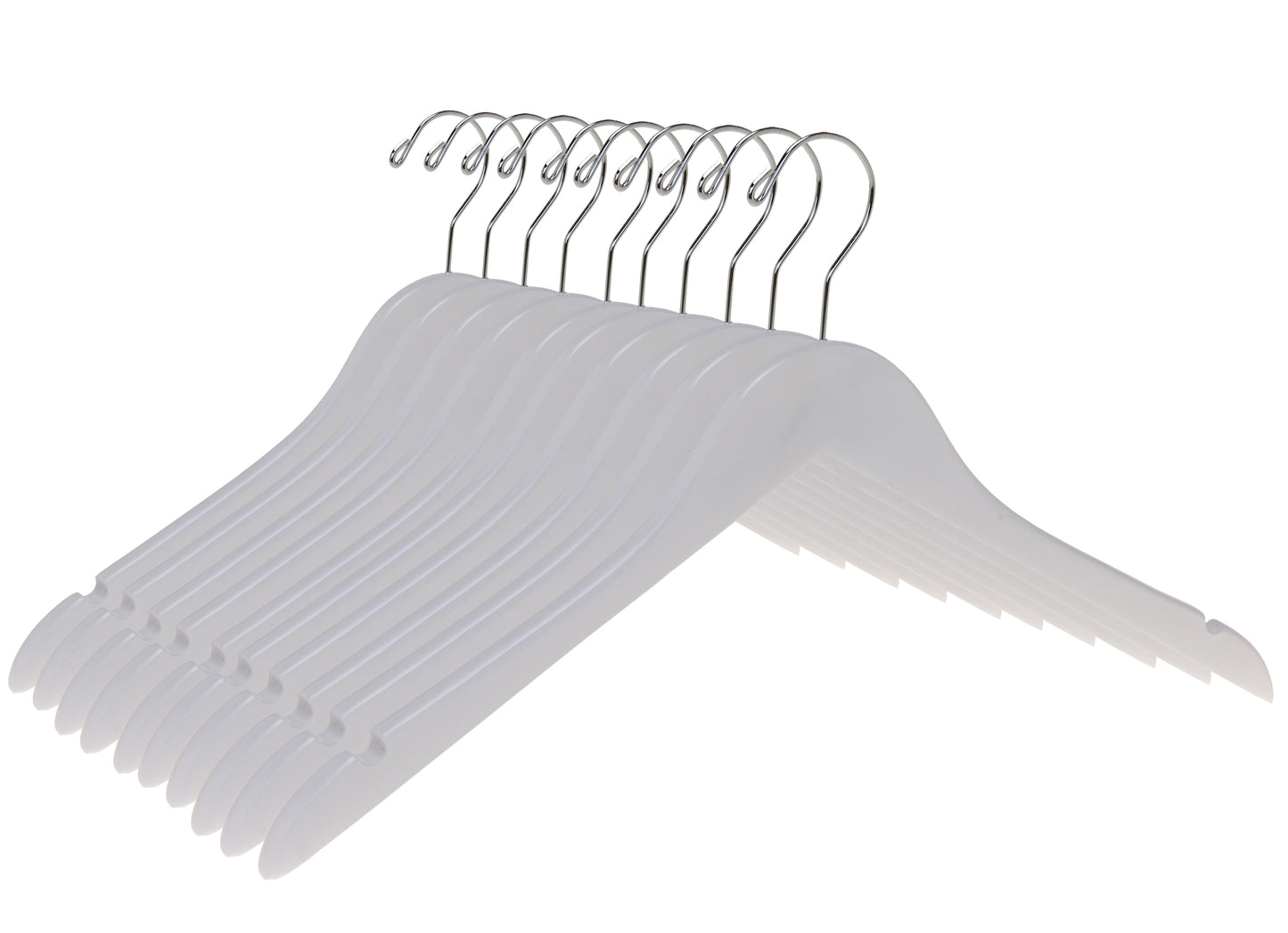 W041 - Semi Curved Wooden Hangers, 17.5" White - 80 Hangers