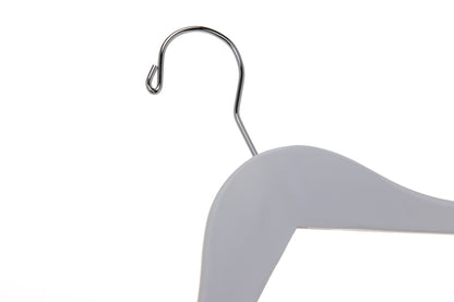 W041 - Semi Curved Wooden Hangers, 17.5" White - 80 Hangers