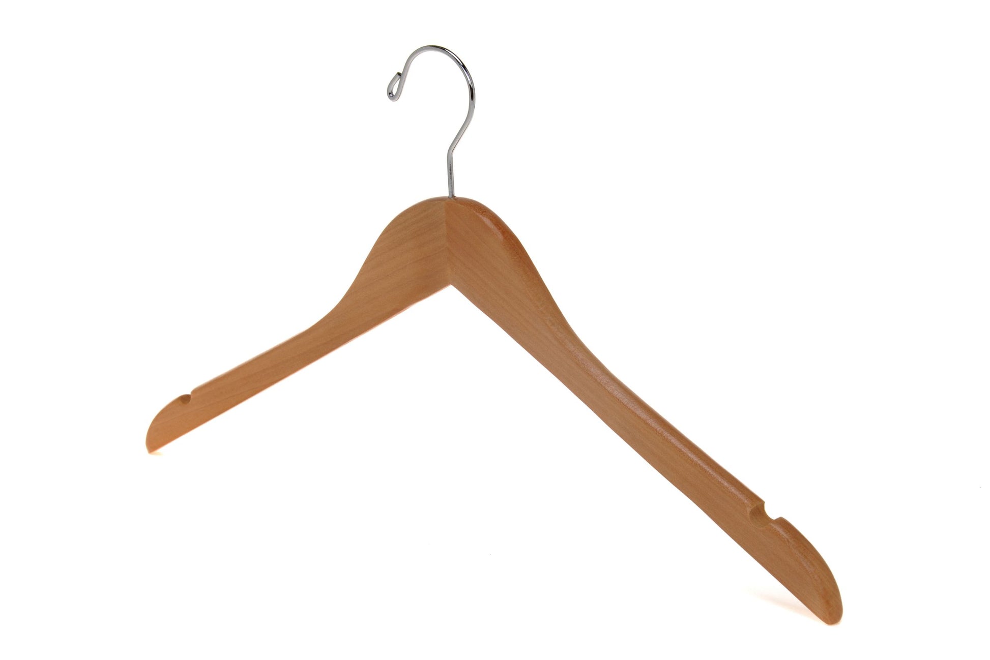 W031 - Semi Curved Wooden Hangers, 17.5" White - 80 Hangers