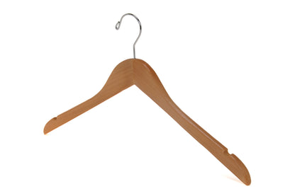 W031 - Semi Curved Wooden Hangers, 17.5" White - 80 Hangers