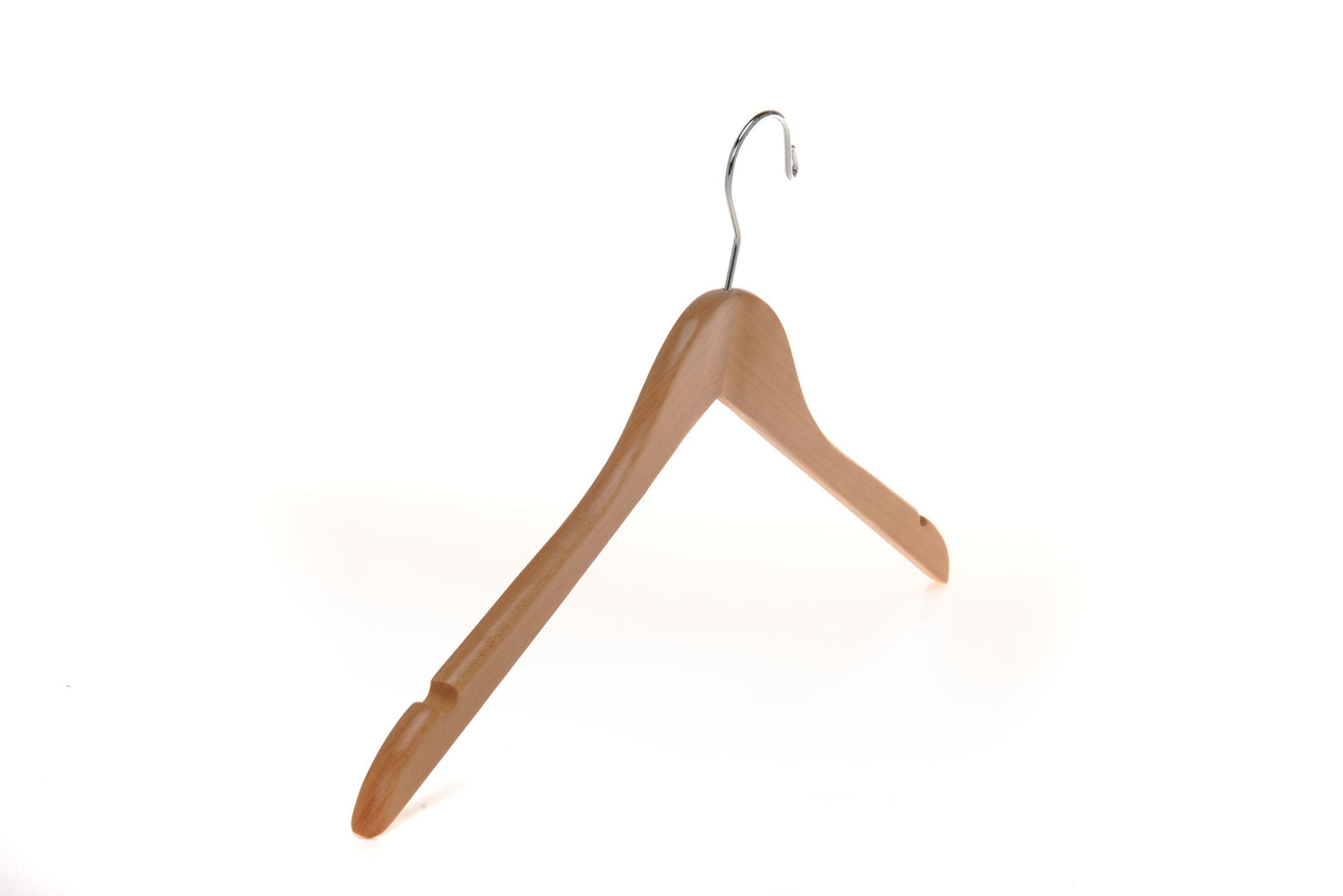 W031 - Semi Curved Wooden Hangers, 17.5" White - 80 Hangers