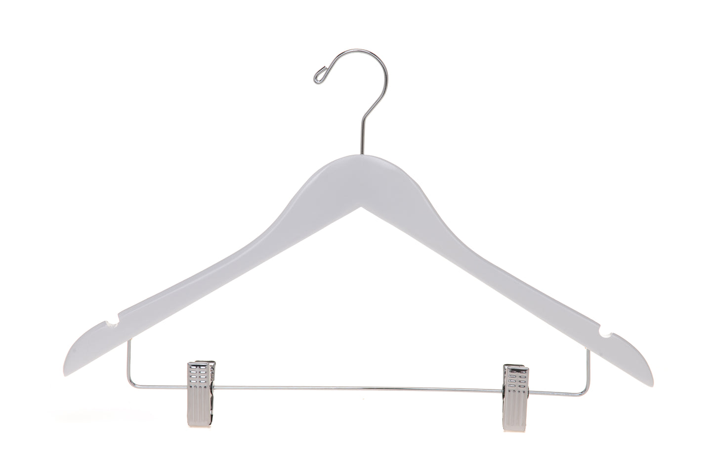 W042 - Wooden Skirt Hanger Semi Curved, 17 inch, White - 100