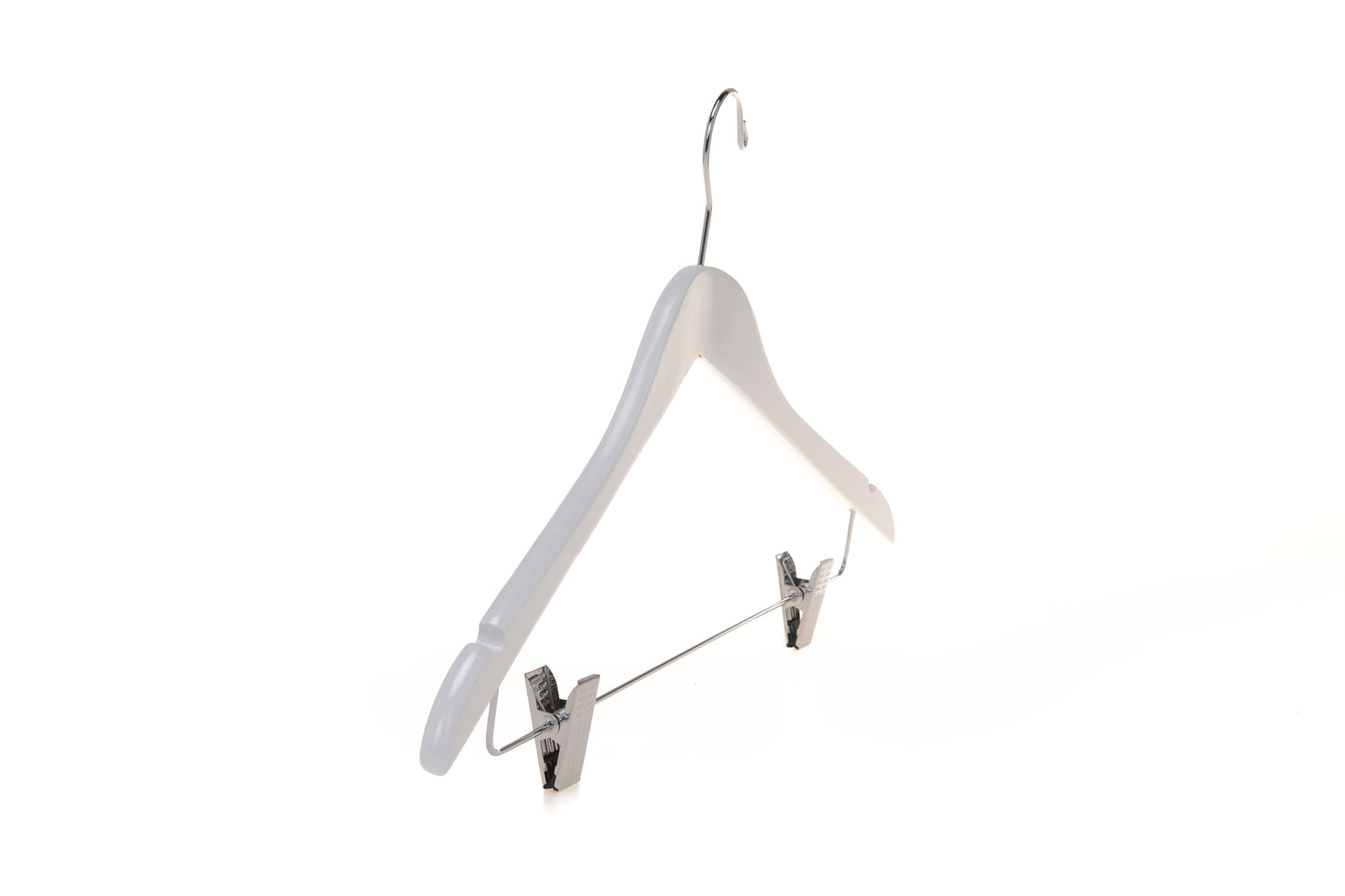 W042 - Wooden Skirt Hanger Semi Curved, 17 inch, White - 100