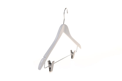 W042 - Wooden Skirt Hanger Semi Curved, 17 inch, White - 100