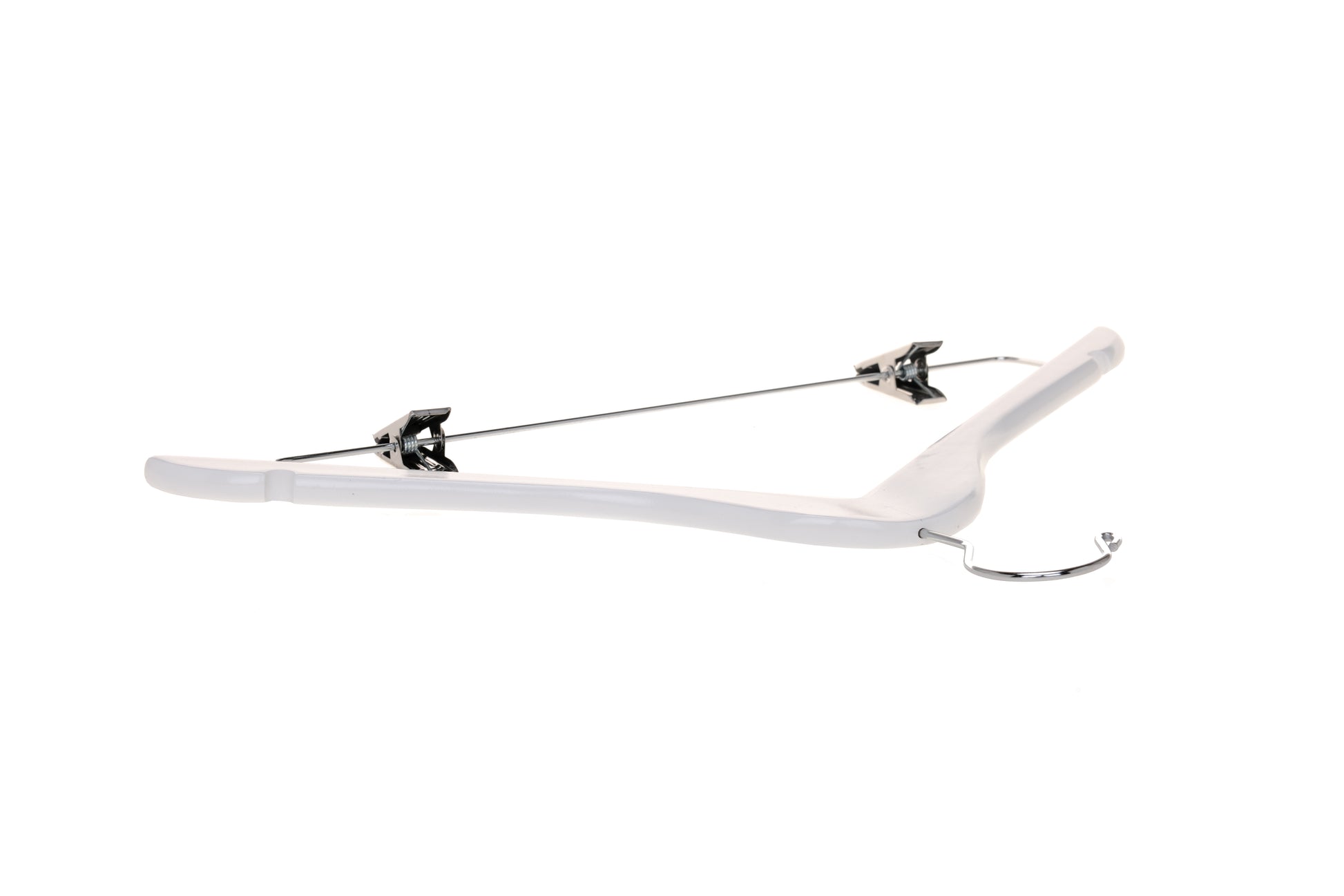 W042 - Wooden Skirt Hanger Semi Curved, 17 inch, White - 100