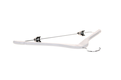 W042 - Wooden Skirt Hanger Semi Curved, 17 inch, White - 100