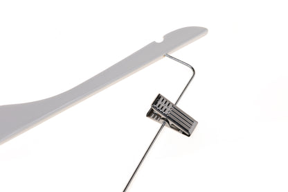 W042 - Wooden Skirt Hanger Semi Curved, 17 inch, White - 100