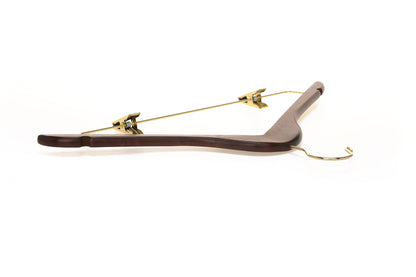 W012 - Wooden Skirt Hangers 17", Walnut with Gold hook - 80