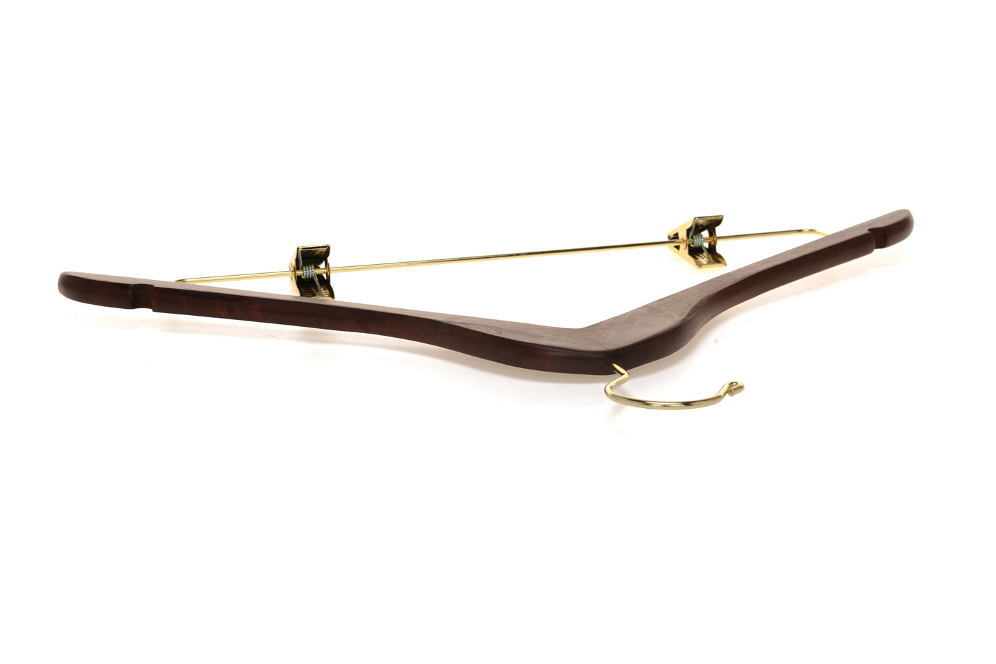 W012 - Wooden Skirt Hangers 17", Walnut with Gold hook - 80