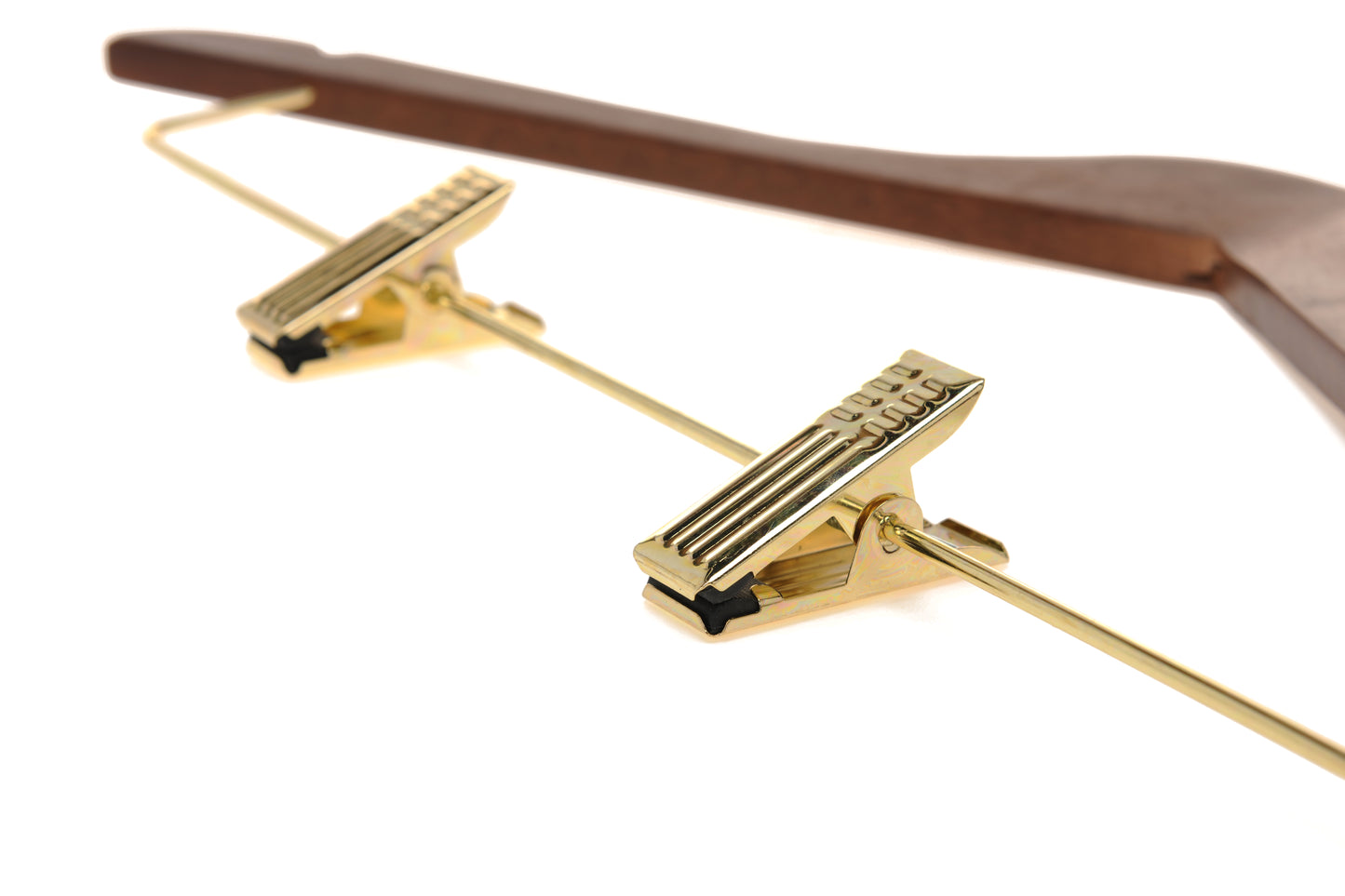 W012 - Wooden Skirt Hangers 17", Walnut with Gold hook - 80