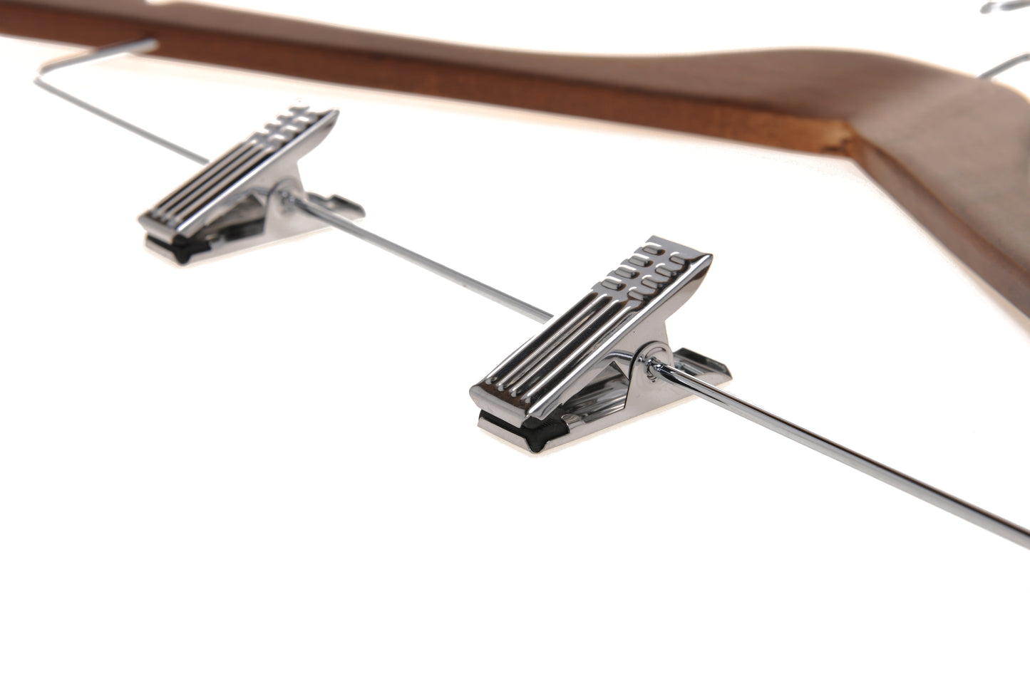 W022 - Wooden Skirt Hangers 17", Walnut with Chrome hook - 100