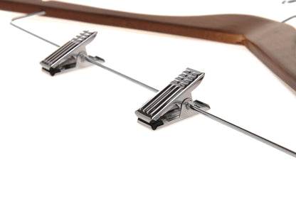 W022 - Wooden Skirt Hangers 17", Walnut with Chrome hook - 80