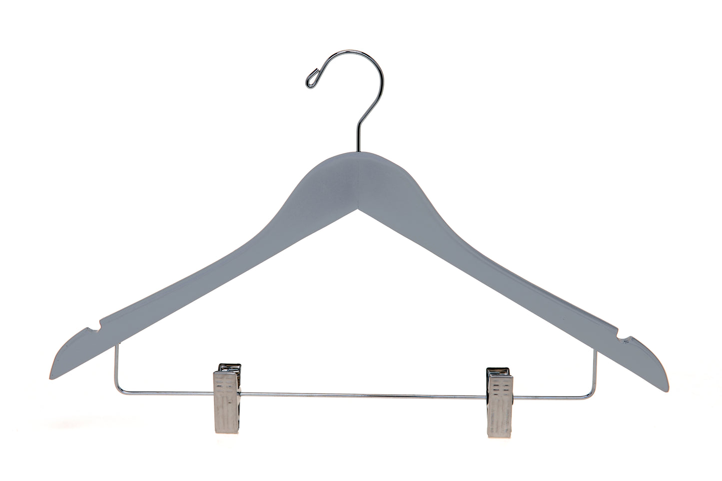 W062 - Semi Curved Wooden Skirt Hangers - Light Gray - 80