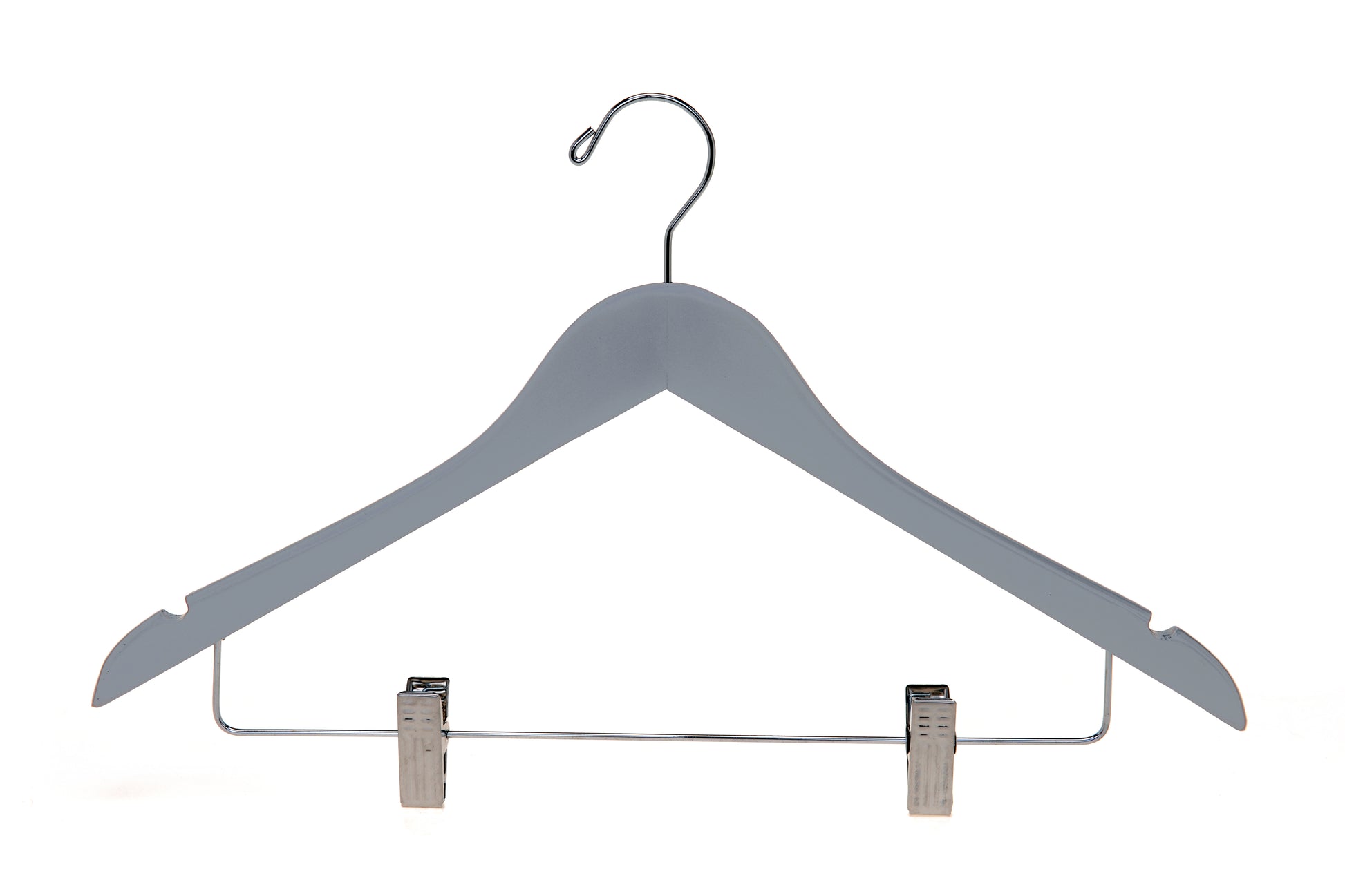 W062 - Semi Curved Wooden Skirt Hangers - Light Gray - 80