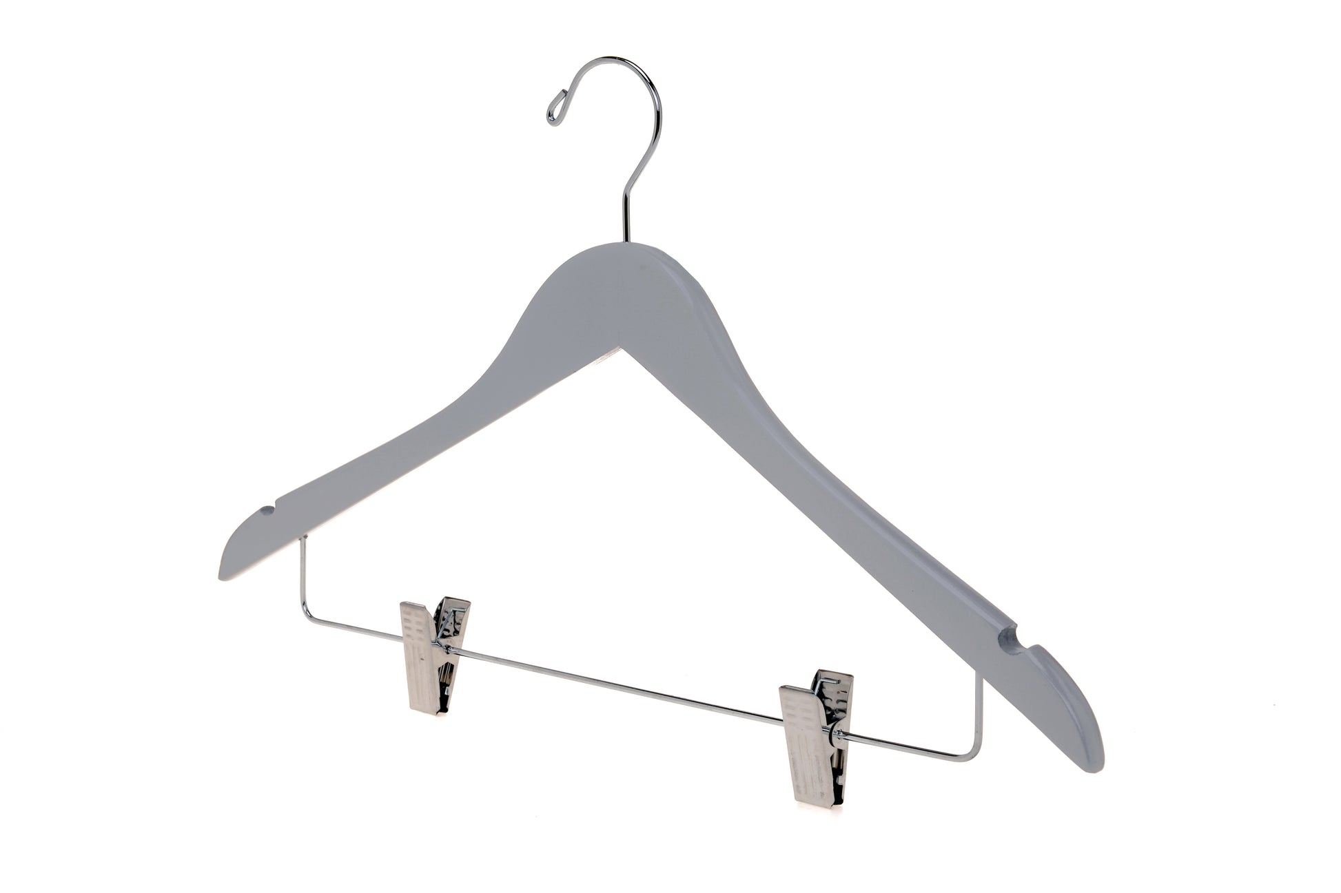 W062 - Semi Curved Wooden Skirt Hangers - Light Gray - 80