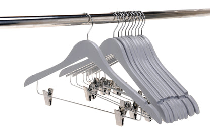 W062 - Semi Curved Wooden Skirt Hangers - Light Gray - 80