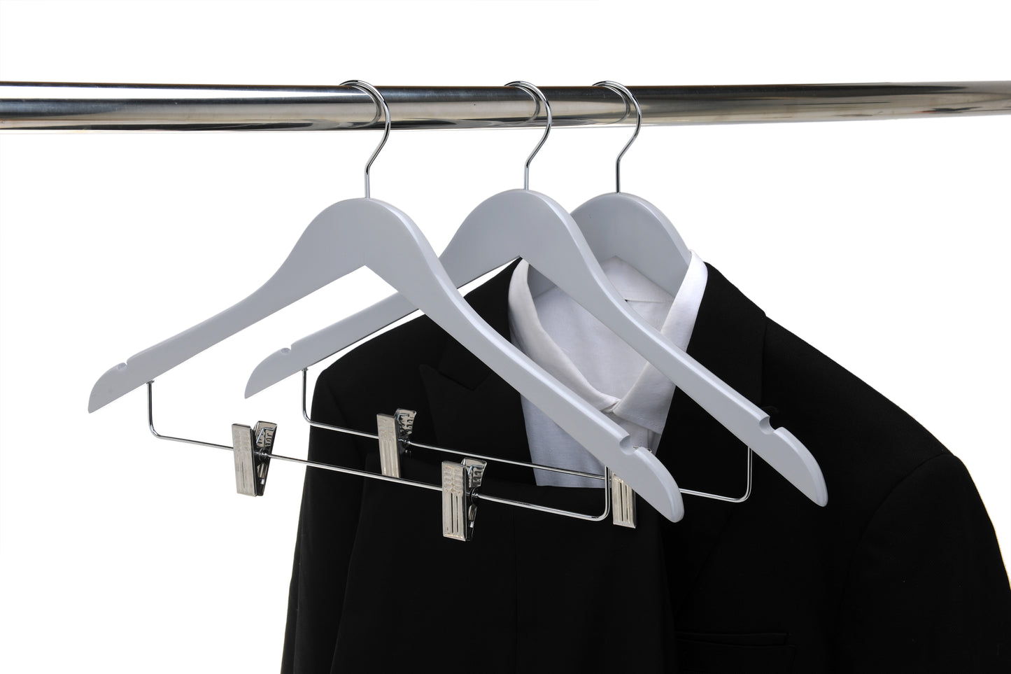 W062 - Semi Curved Wooden Skirt Hangers - Light Gray - 80