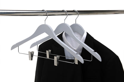 W062 - Semi Curved Wooden Skirt Hangers - Light Gray - 80