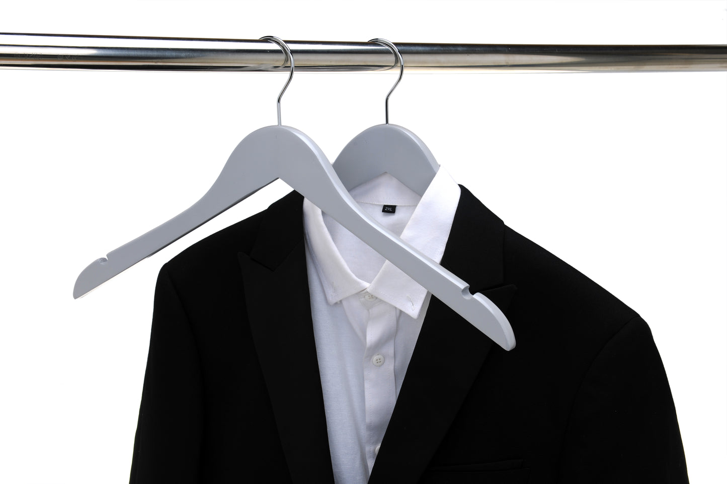 W061 - Semi Curved Wooden Hangers, 17.5" Light Gray - 80