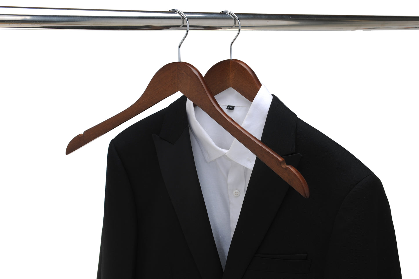 W021 - Semi Curved Wooden Hangers, 17.5" Walnut - 100 Hangers