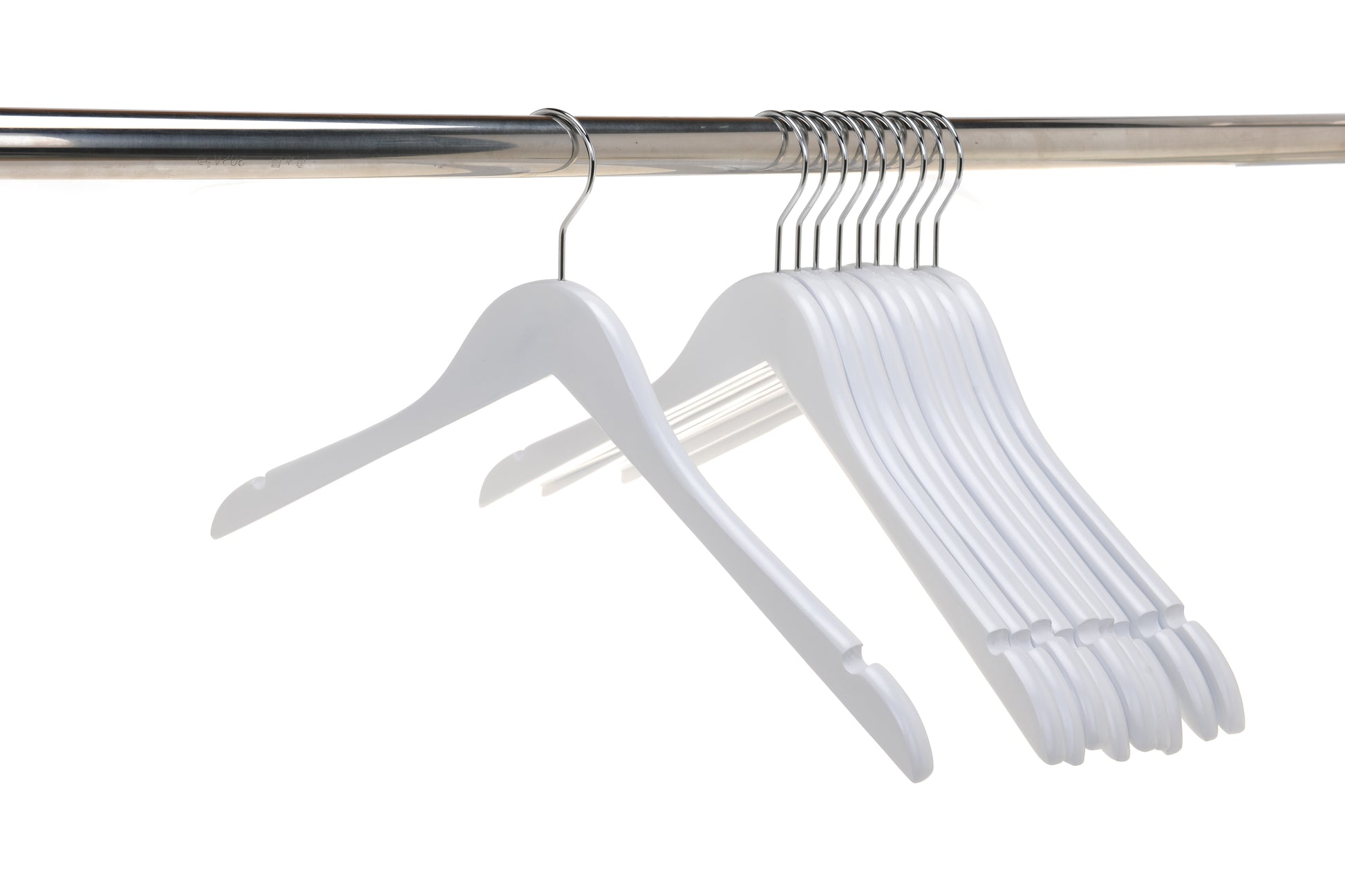 W041 - Semi Curved Wooden Hangers, 17.5" White - 80 Hangers