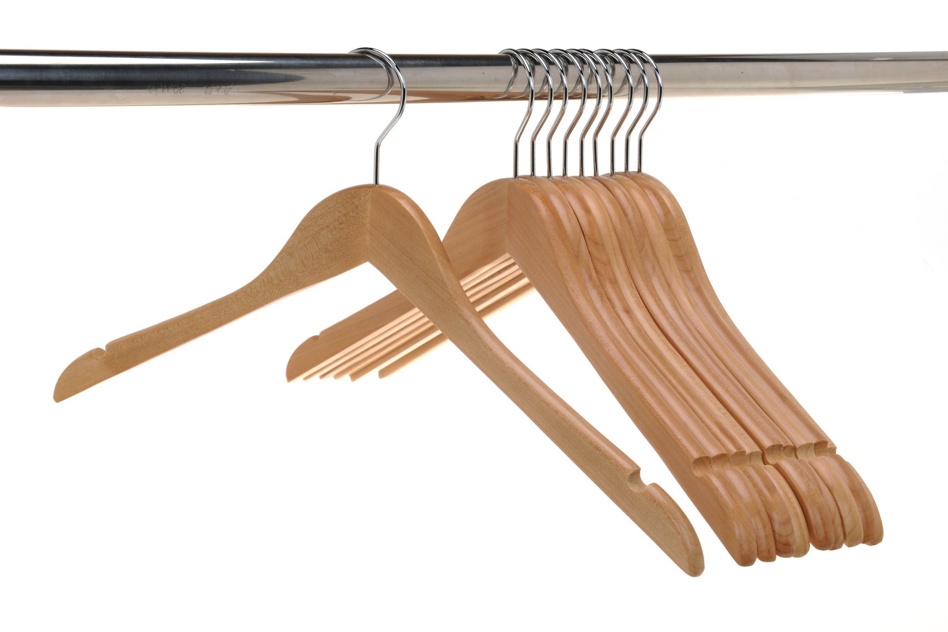 W031 - Semi Curved Wooden Hangers, 17.5" White - 80 Hangers