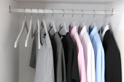 W061 - Semi Curved Wooden Hangers, 17.5" Light Gray - 80