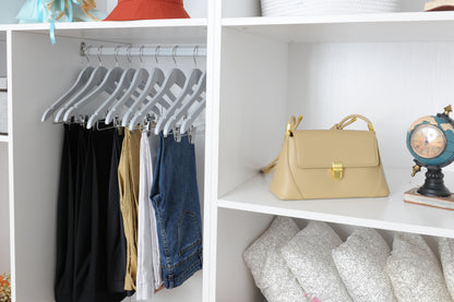 W062 - Semi Curved Wooden Skirt Hangers - Light Gray - 80