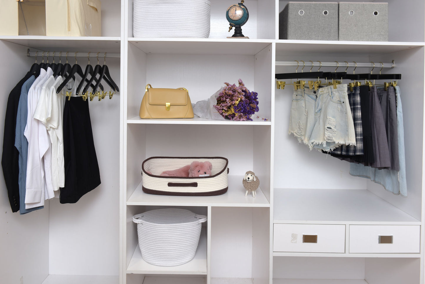 W072 - Semi Curved Wooden Skirt Hangers - Black with Gold Hook