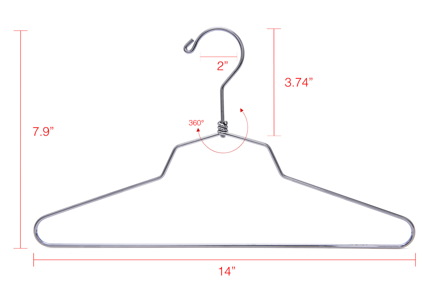 M014 - Metal Suit Hanger, Swivel Hook, 14 inch - 100 Hangers