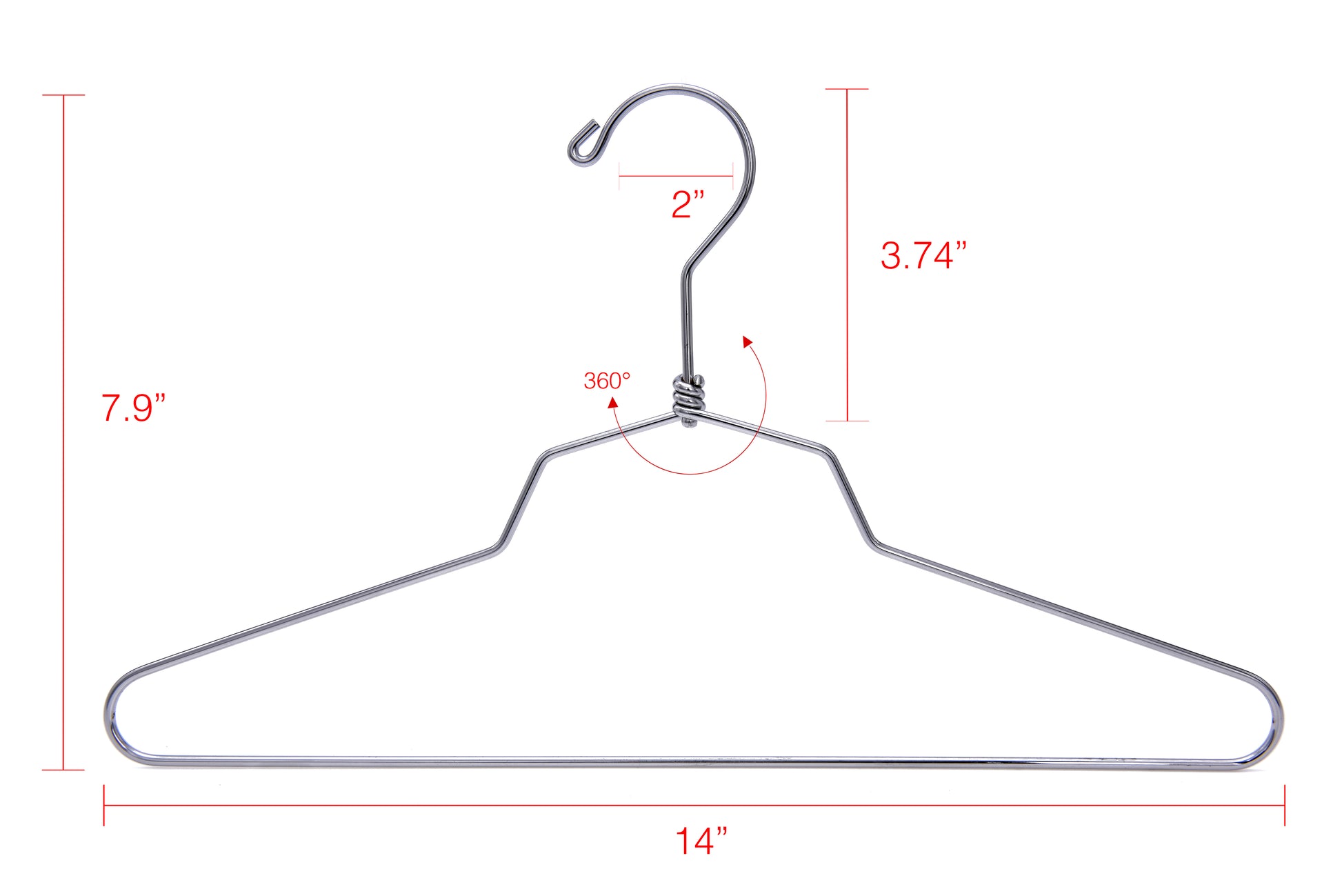 M014 - Metal Suit Hanger, Swivel Hook, 14 inch - 100 Hangers