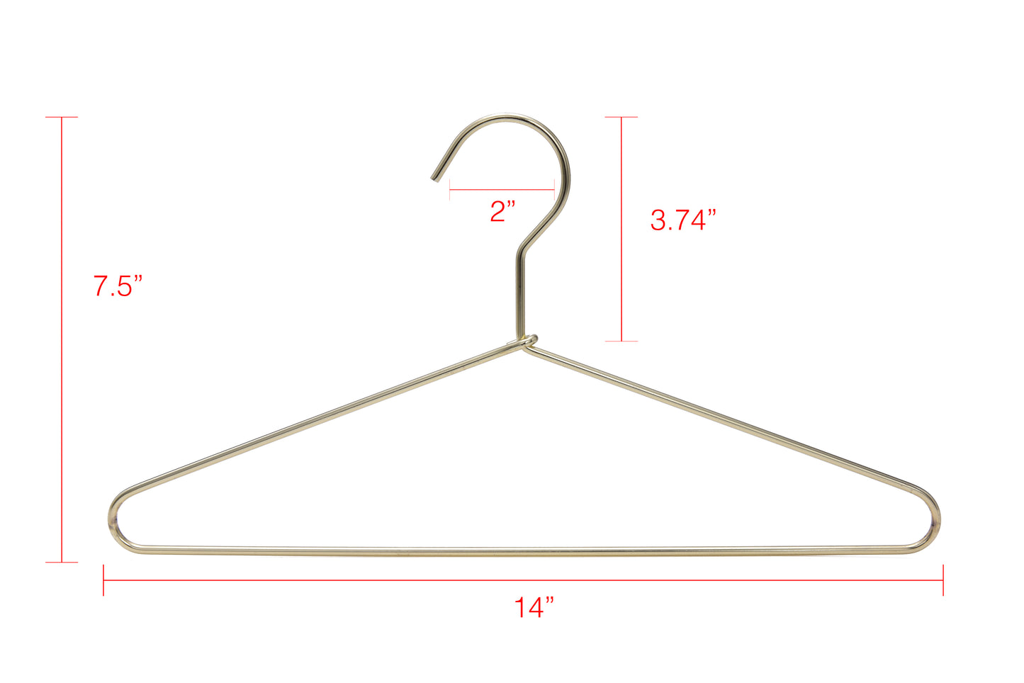 M021 - Metal 14"Petite Hanger with Gold/Brass Finish 100pcs